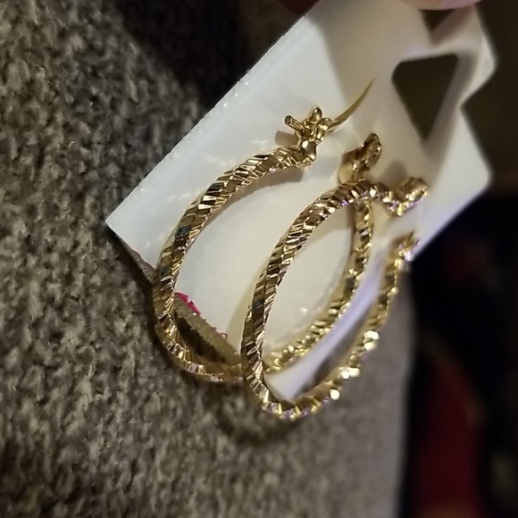 14k Gold Overlay 25mm Hoop Earrings - Picture 7 of 7